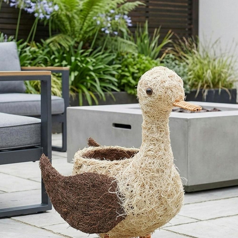 Garden Greatness Daphne Rattan Decorative Duck Planter