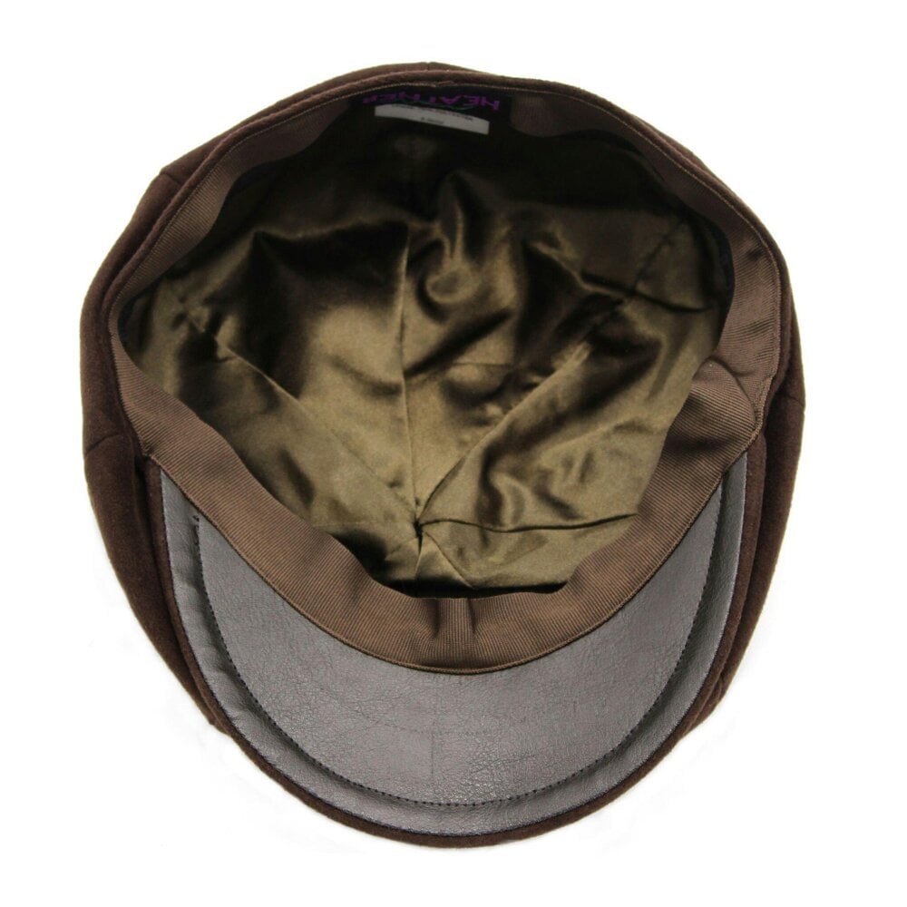 Heather Hats & Accessories Luxury 8-Panel Moleskin Flat Cap, Cotton Lining, Outdoor Wear, Brown