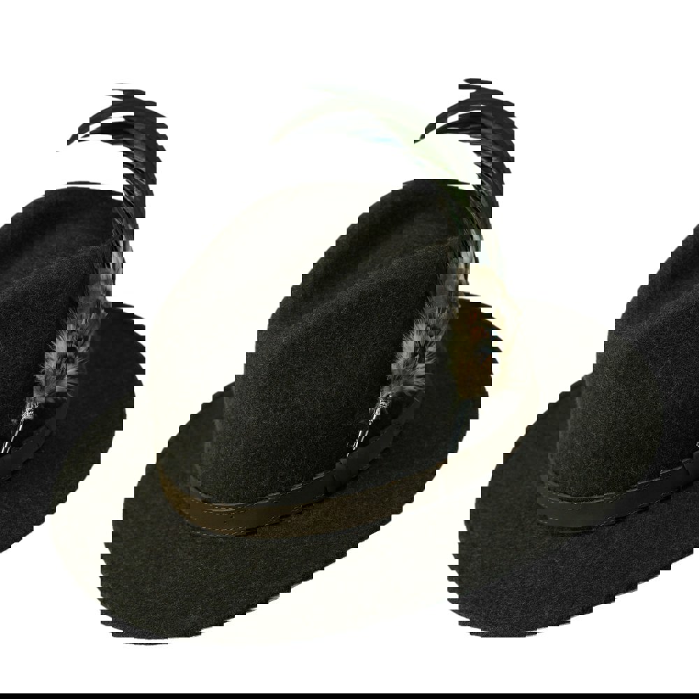 Gamble & Gunn Settler Fedora - Dark Brown With Feather