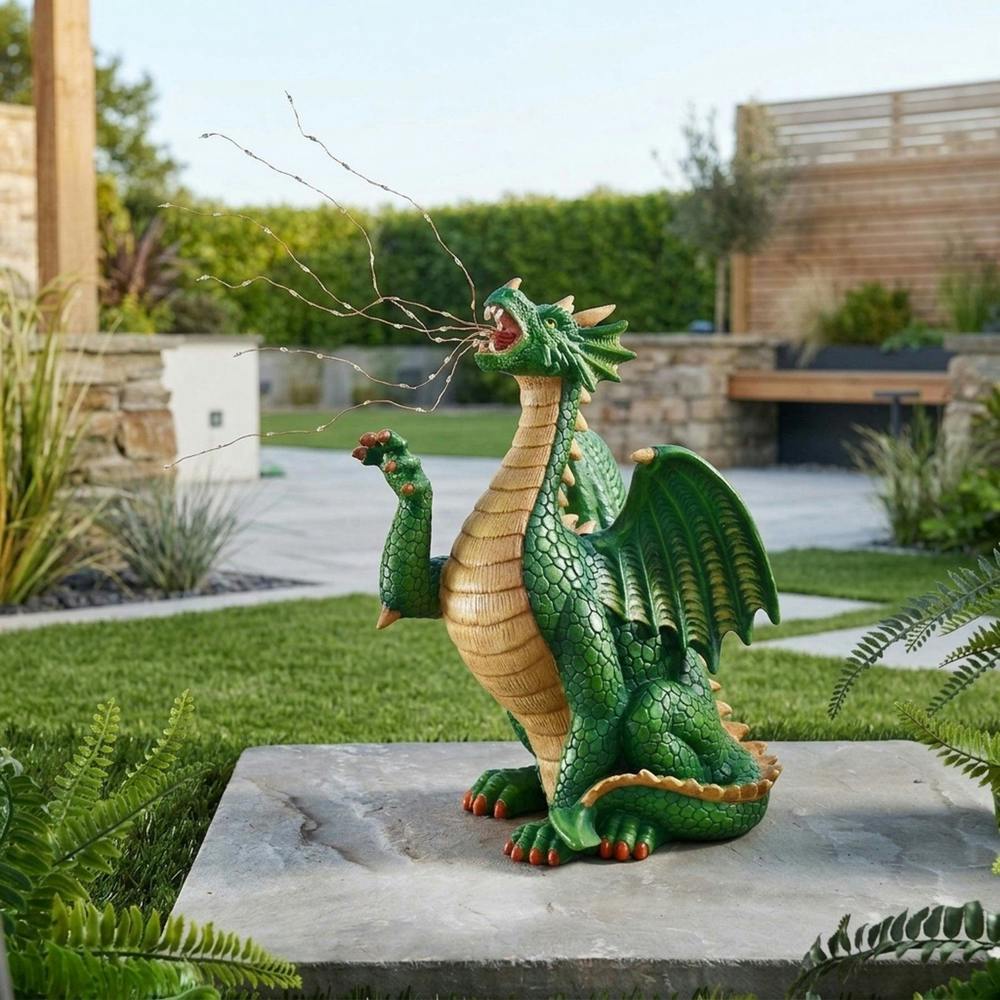 Garden Greatness Drago Breath Solar Dragon Garden Ornament Light