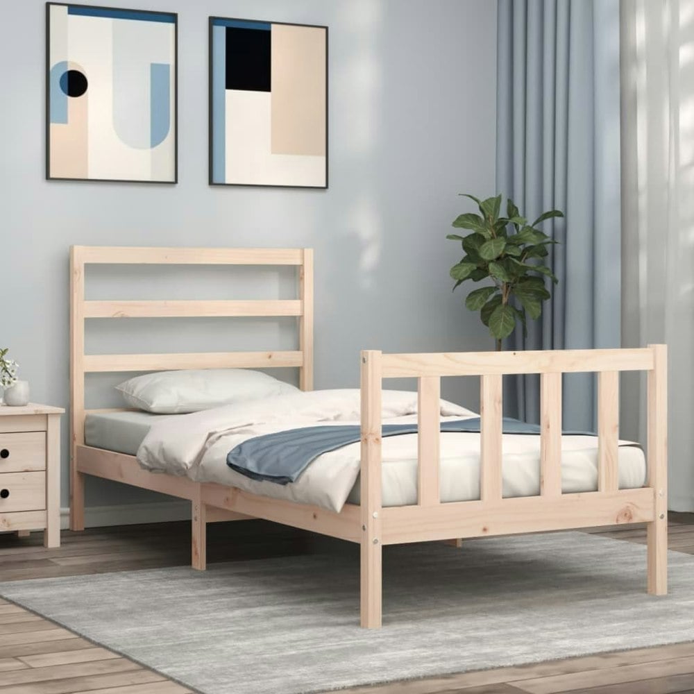 Berkfield Bed Frame with Headboard 90x200 cm Solid Wood