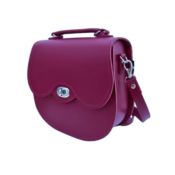 Zatchels Handmade Leather Twist Lock Saddle Bag - Magenta