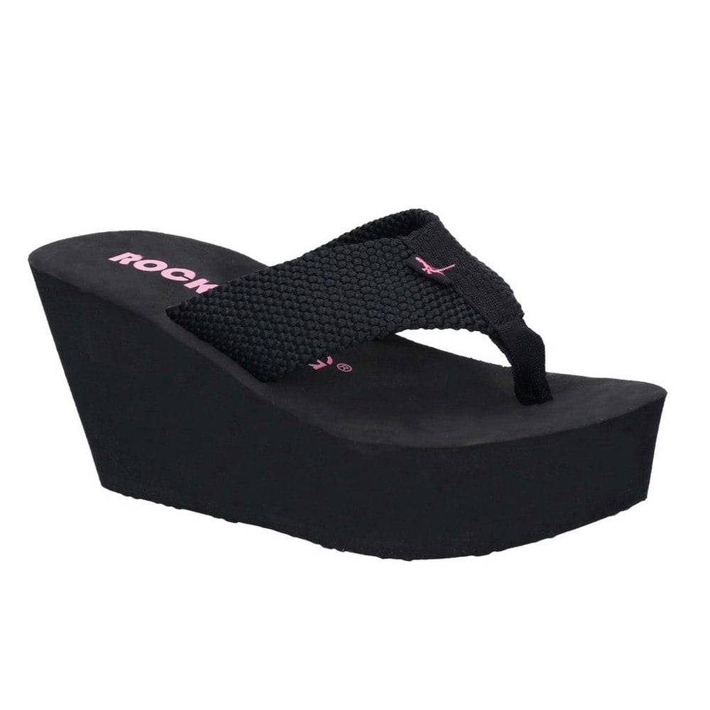 Rocket Dog Womens/Ladies Diver Webbing Slip On Wedge Sandals - Black