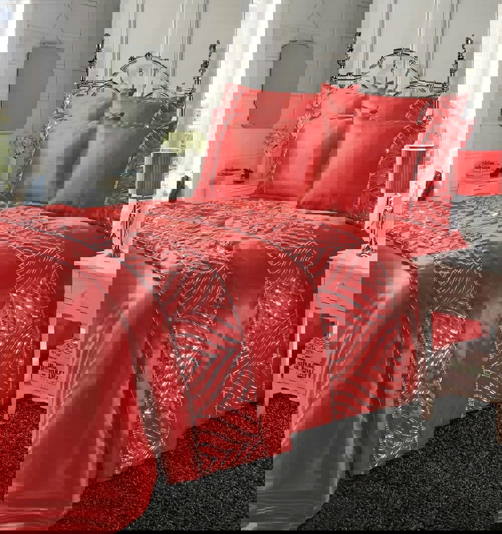 HomeSpace Direct Shimmer Duvet Cover Set Sequin Embellished Bedding Red