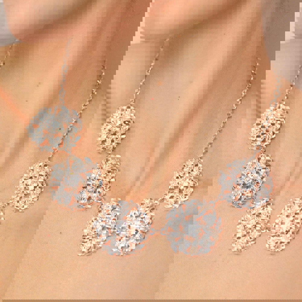 Gold Trip Vintage Silver Swarovski Flower Necklace