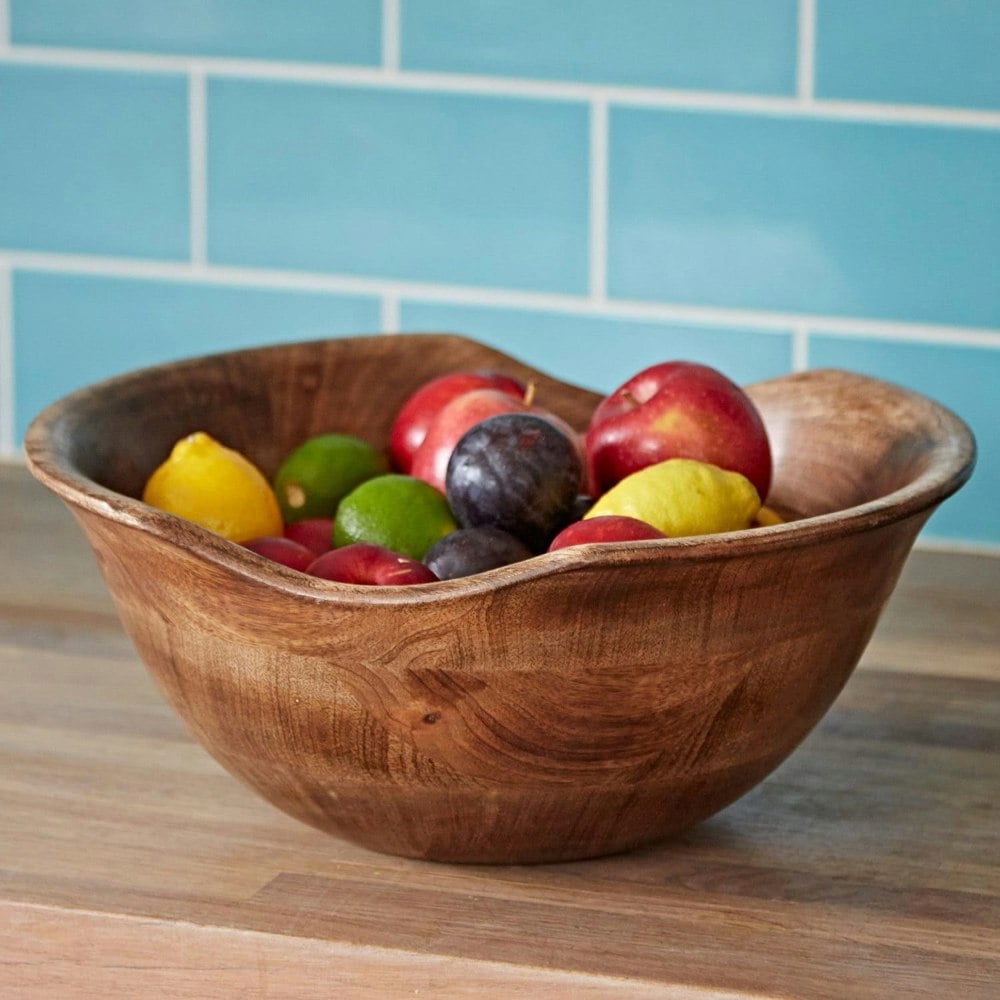 Paper High Natural Mango Wood Fruit Bowl