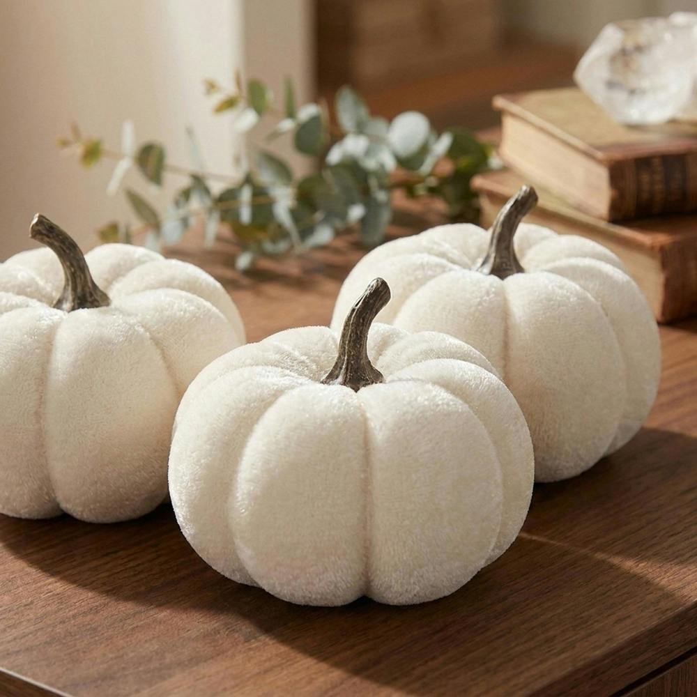 Garden Greatness 3 Pack Velvet White Autumn Pumpkins