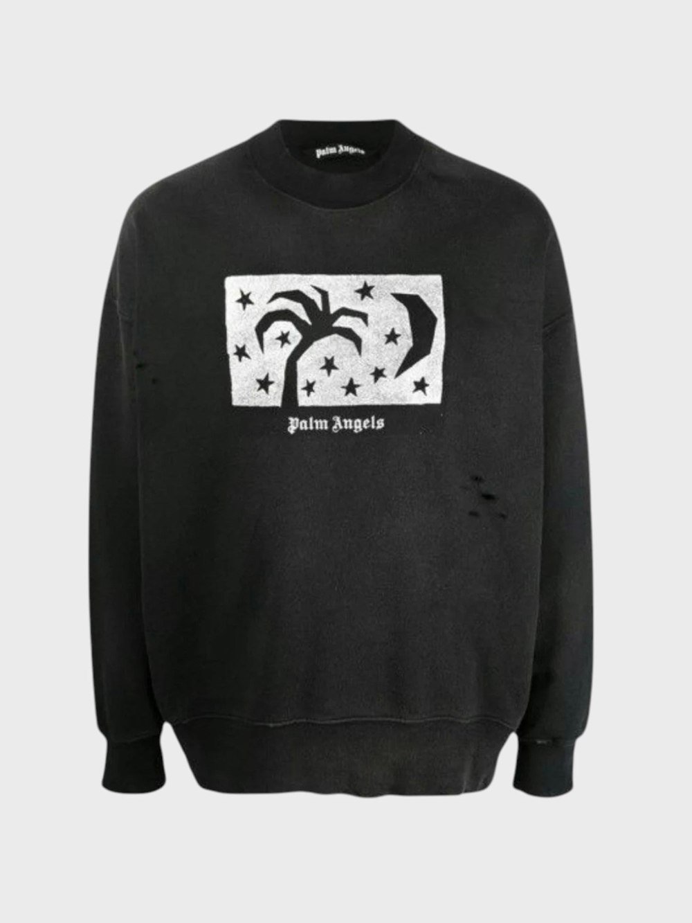 Palm Angels Glitered Nightsky Logo Crewneck Black - Mens