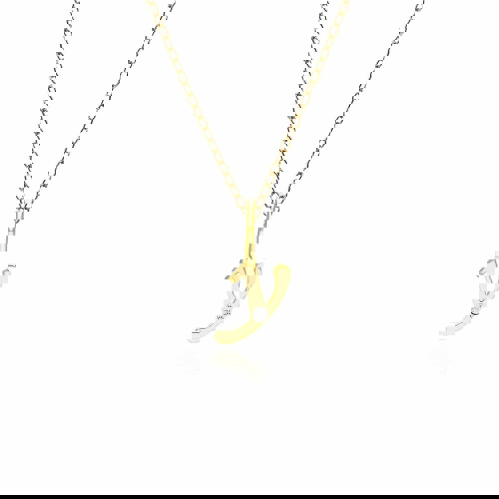 191P0795019 Alphabet Letter Y Diamond pendant in 9ct Yellow Gold Front
