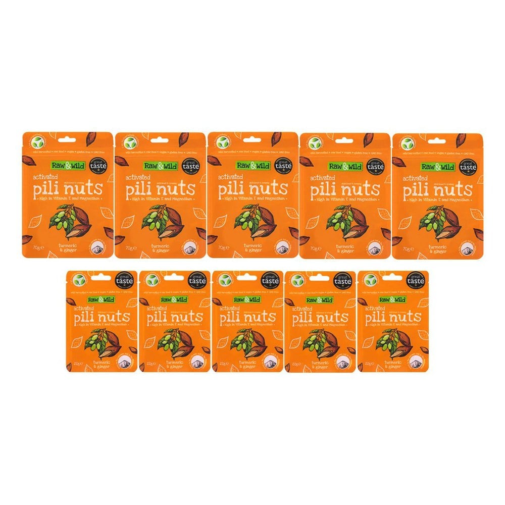Raw & Wild Turmeric & Ginger Bundle Pili Nuts - 5 x 70g + 5 x 22g