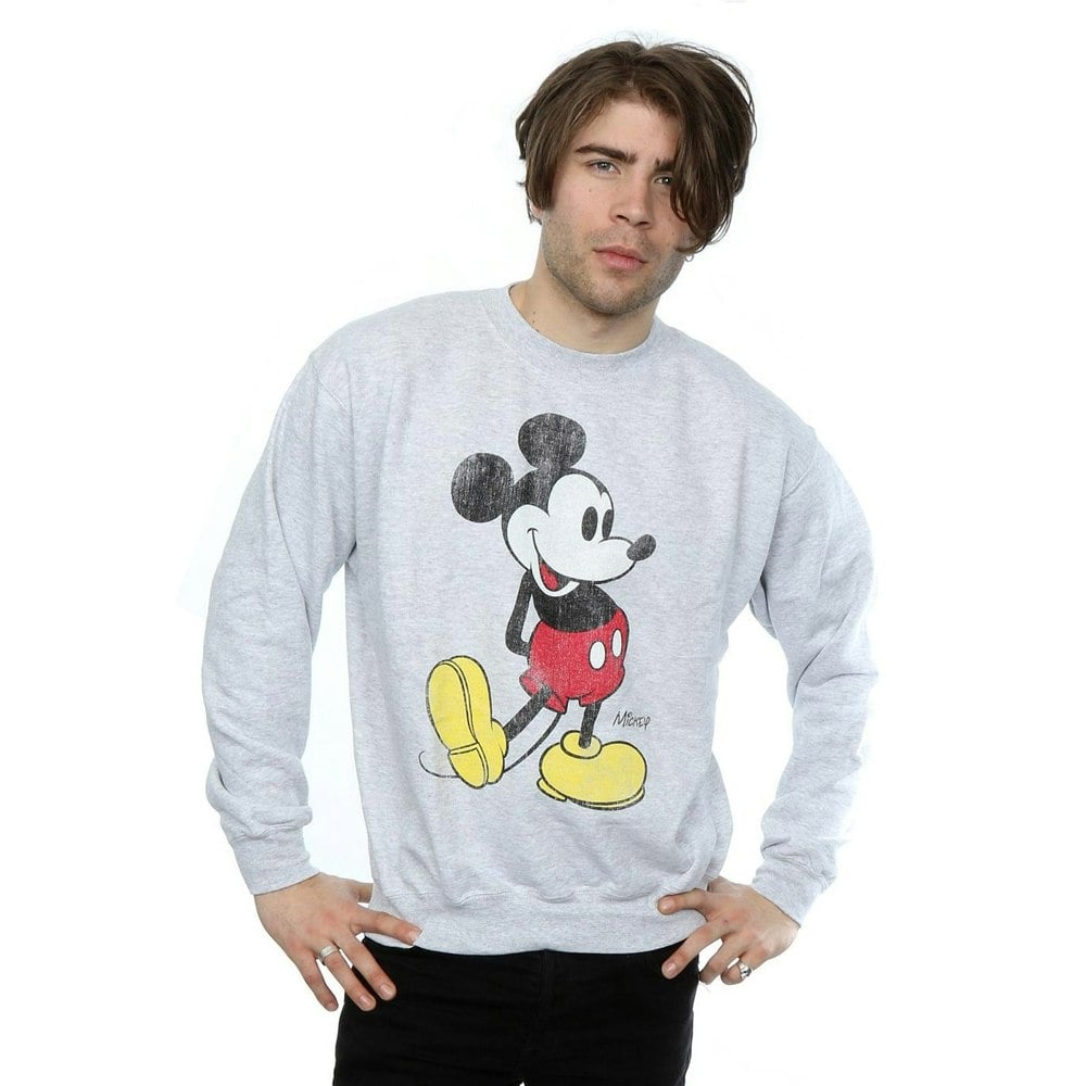 Disney Mens Mickey Mouse Classic Kick Sweatshirt - Heather Grey
