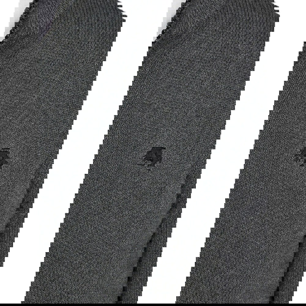 Raging Bull Mens Classic Knitted Cashmere Blend Quarter Zip Jumper - Charcoal