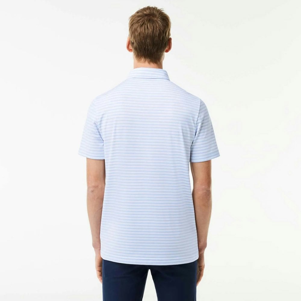 Lacoste Mens Ultra Dry Striped UV Protection Polo Shirt - Blue/White