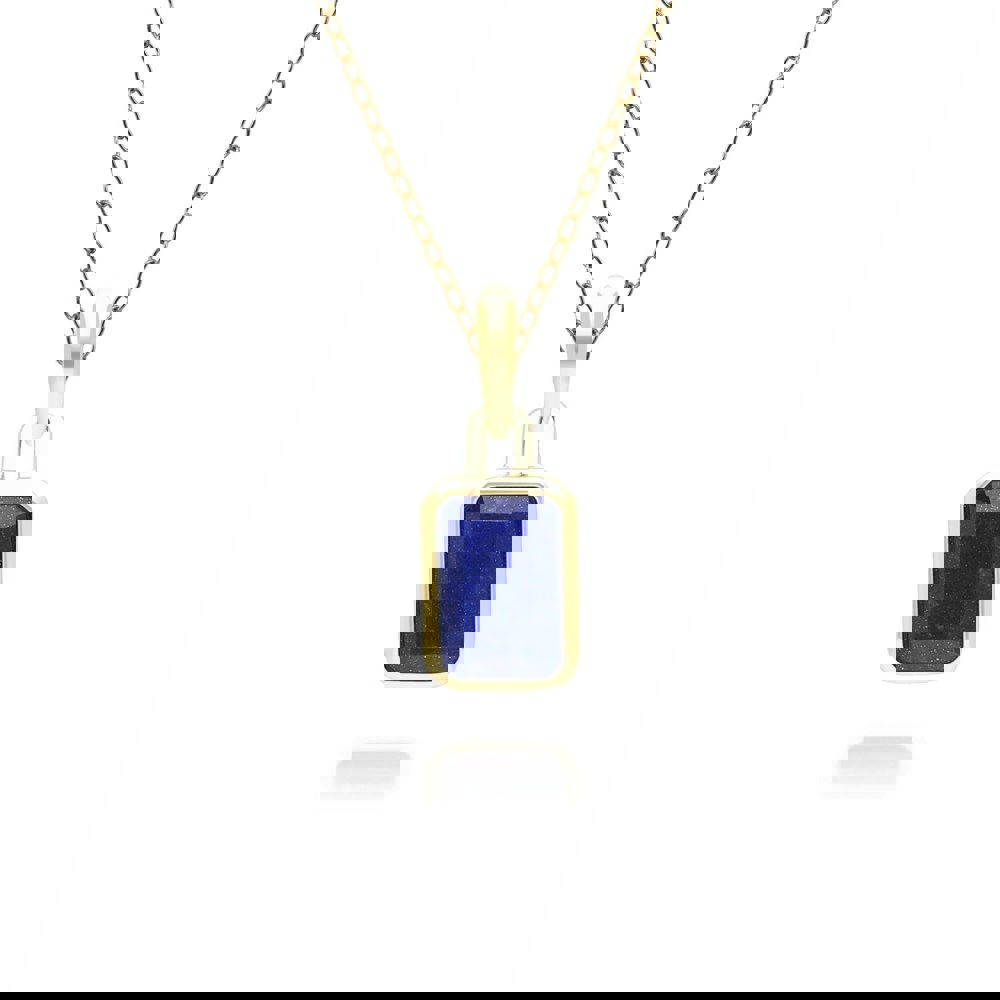 Gemondo Classic Baguette Lapis Lazuli Pendant Necklace in 9ct Yellow Gold