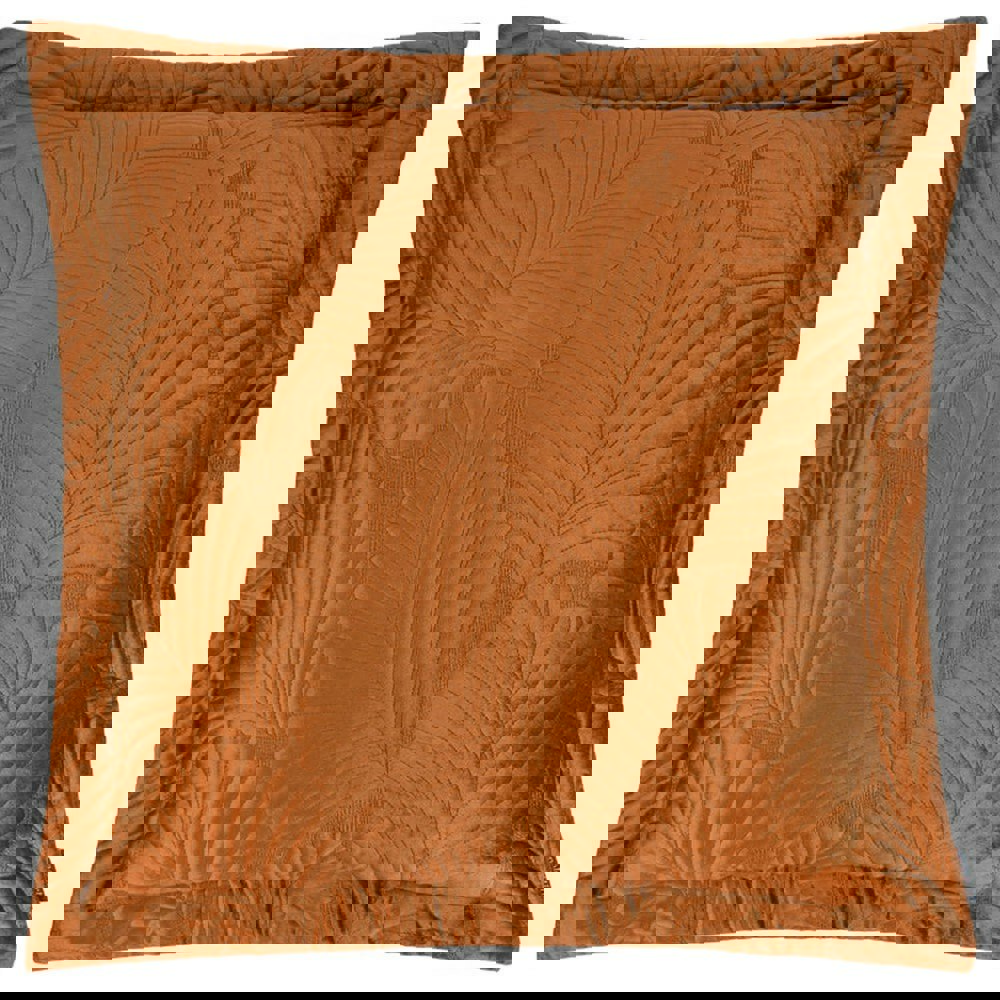 Paoletti Palmeria Velvet Quilted Cushion Cover - Rust