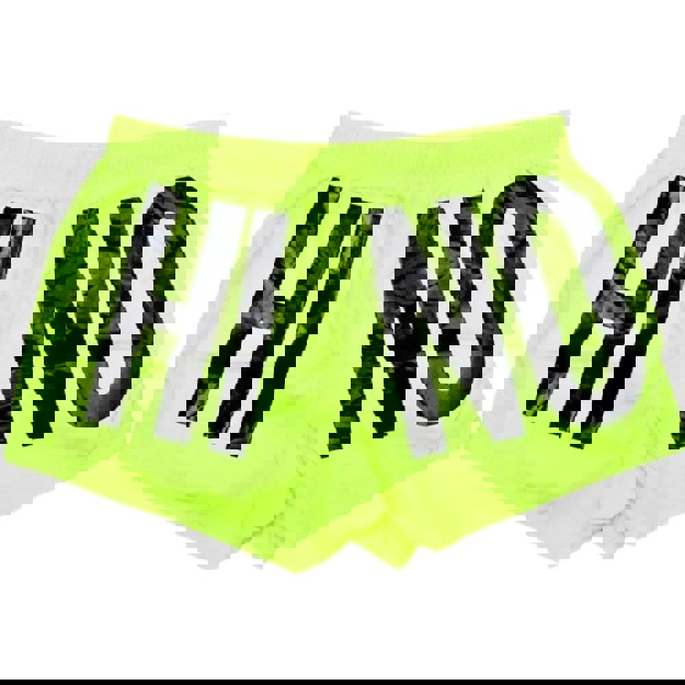 Moschino Brand Print Logo Highlighter Yellow Short Swim Shorts M