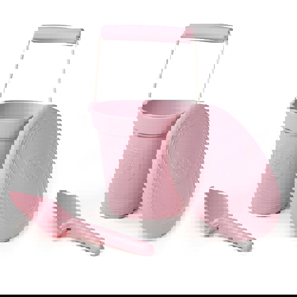 Bigjigs Toys 33BP Blush Pink Silicone Bucket, Flyer and Spade Set