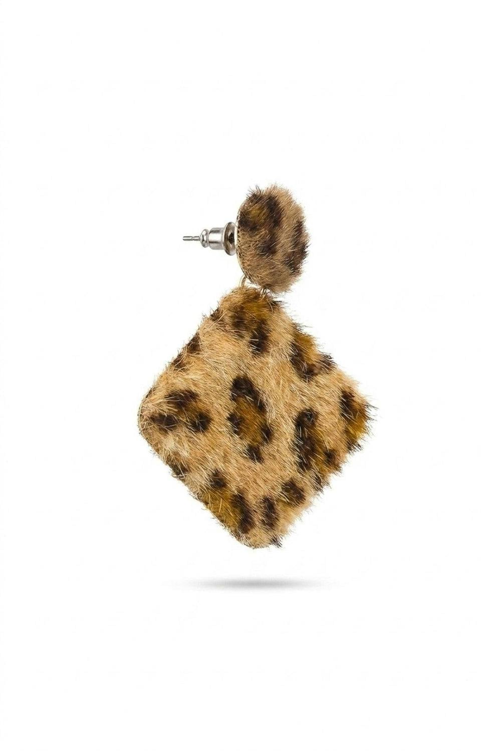 Jen Leopard Print Fuzzy Earrings - Leopard_wb