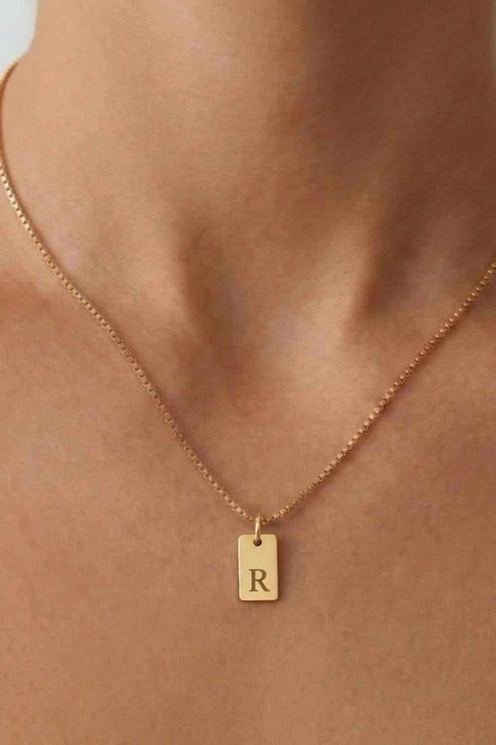 Serla Initial Pendant Gold Plated Necklace Letter R