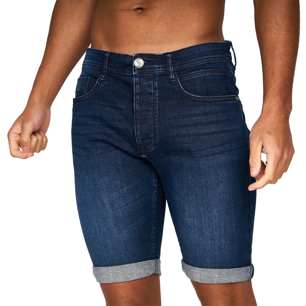 Crosshatch Mens Tadcaster Denim Shorts - Dark Wash