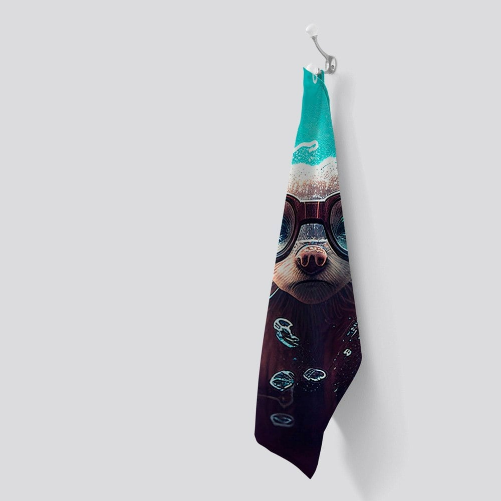 Warren Reed Ferret With Glasses Splashart Water Tea Towel