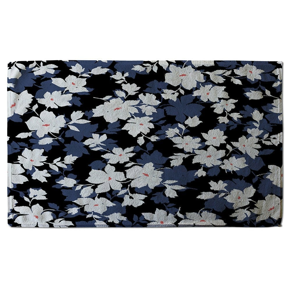 Benjamin Tate Design White, Black & Purple Flowers (Bath Towel)