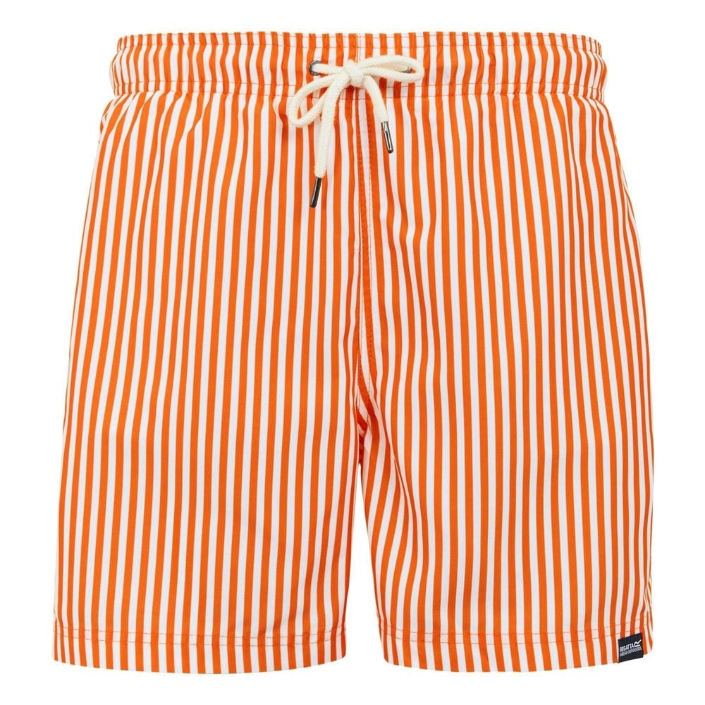 Regatta Mens Loras Stripe Swim Shorts - Celosia Orange