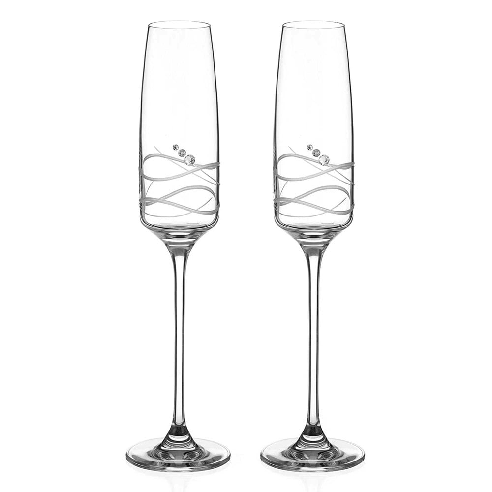 Diamante Soho Champagne Flutes Adorned with Swarovski Crystals - Set of 2