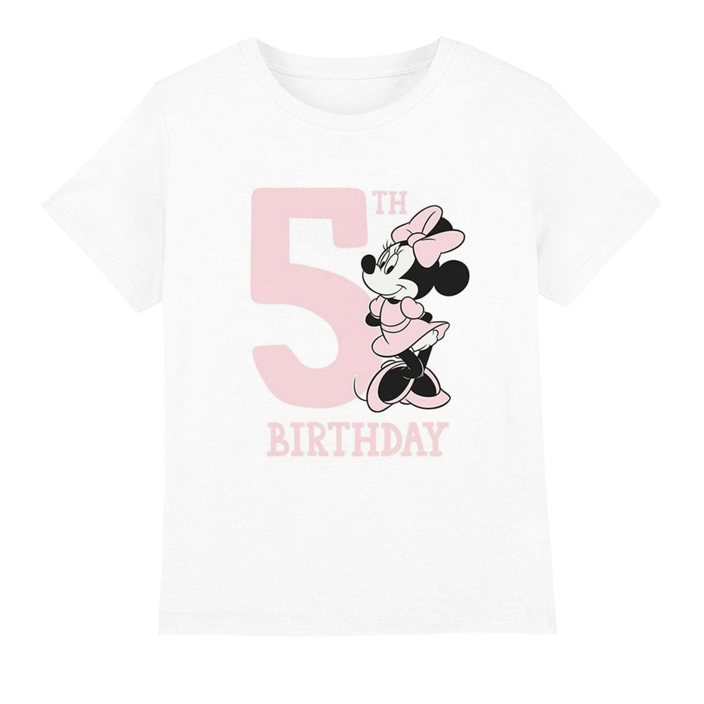 Disney Childrens/Kids Minnie Mouse 5th Birthday T-Shirt - White
