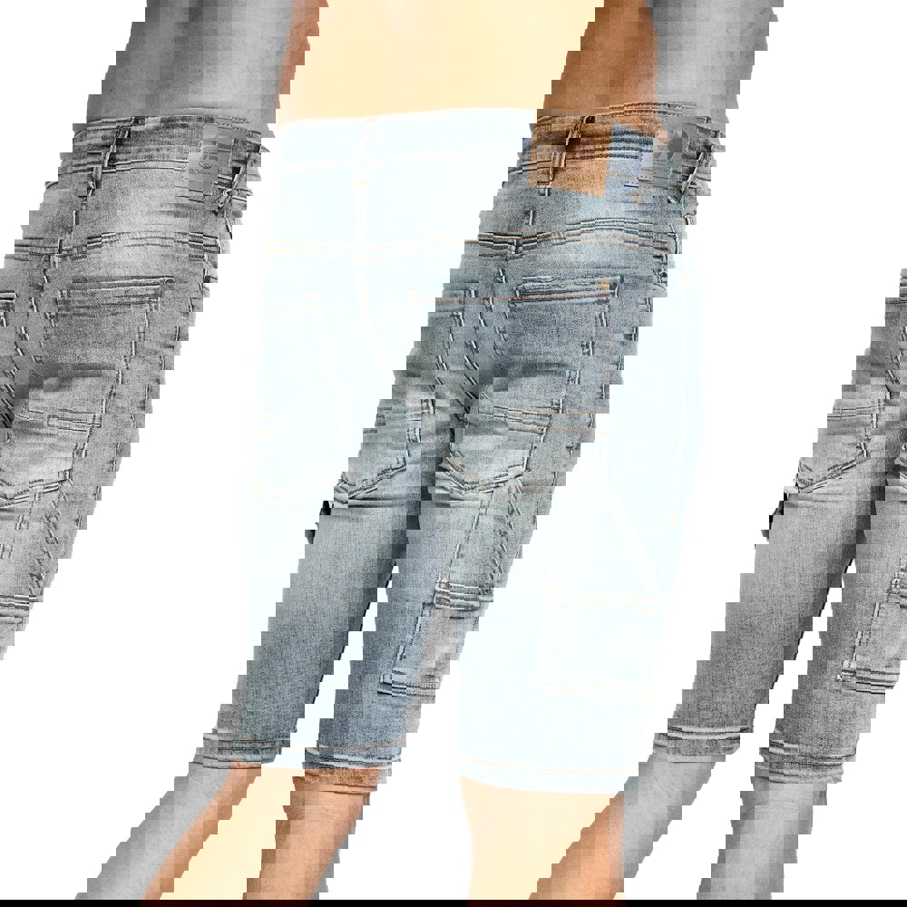 Crosshatch Mens Carpenter Denim Vintage Shorts - Blue Wash
