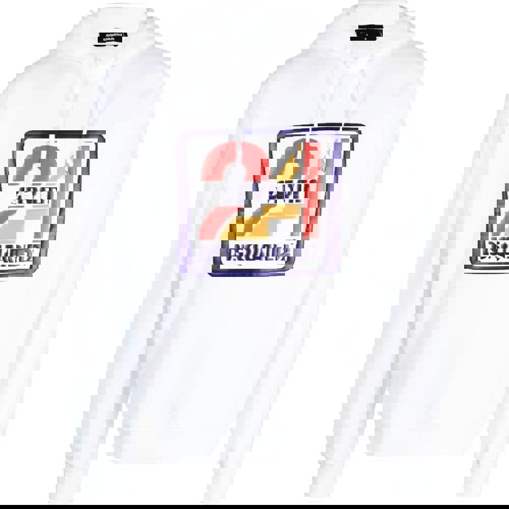 Dsquared2 Cool Fit Seven 24 Logo White Hoodie M