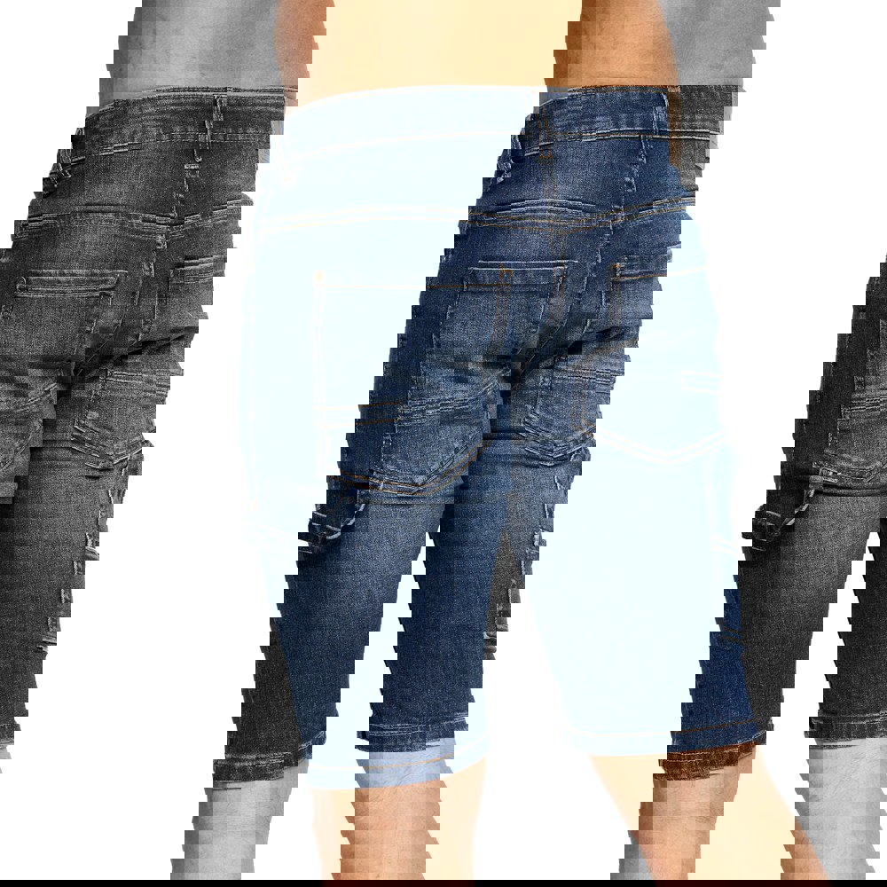 Crosshatch Mens Carpenter Denim Vintage Shorts - Dark Wash