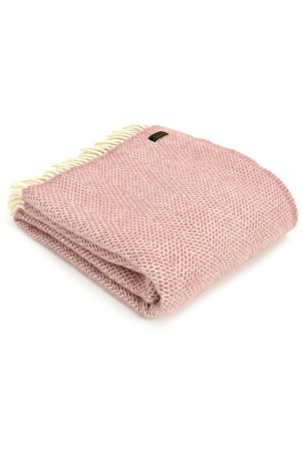 HomeSpace Direct Beehive Dusky Pink Wool Throw