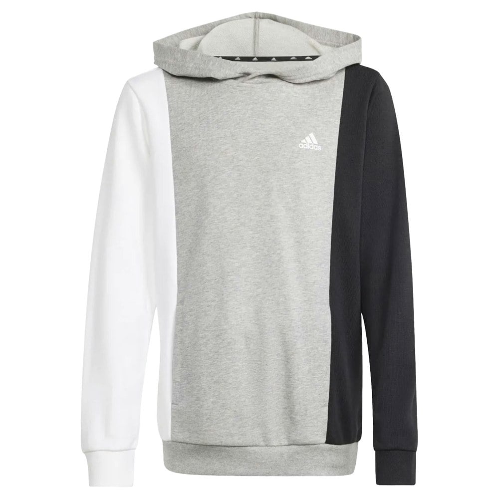 Adidas Childrens/Kids Essentials Colour Block Hoodie - Grey/White/Black