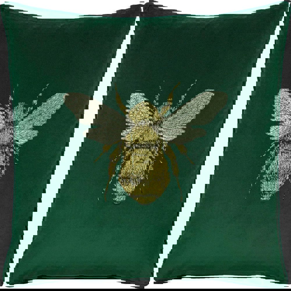 Paoletti Hortus Bee Cushion Cover - Emerald Green