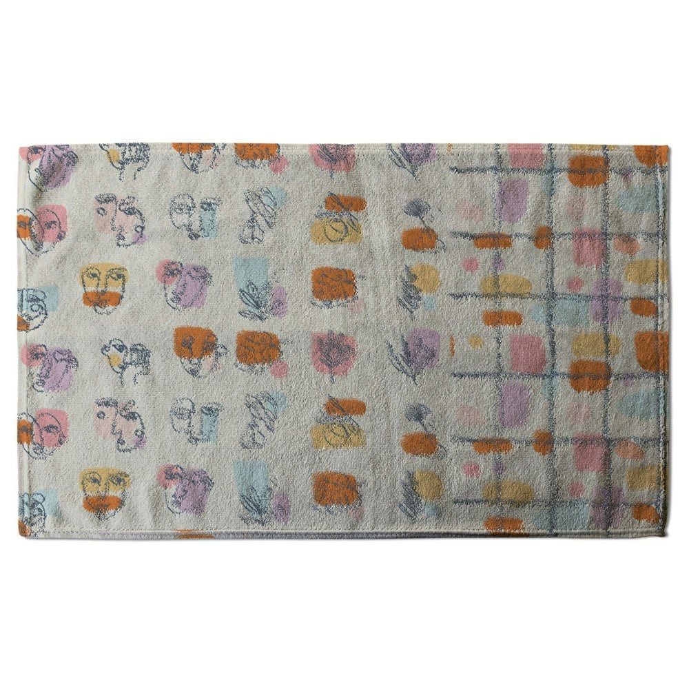 Benjamin Tate Design Various Faces, Leaves and Flowers, Abstract shapes (Bath Towel)