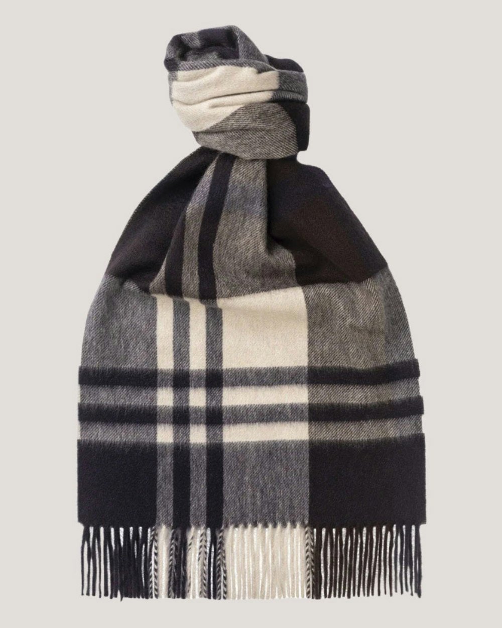 Black Watch Cashmere Scarf Chocolate | Joshua Ellis