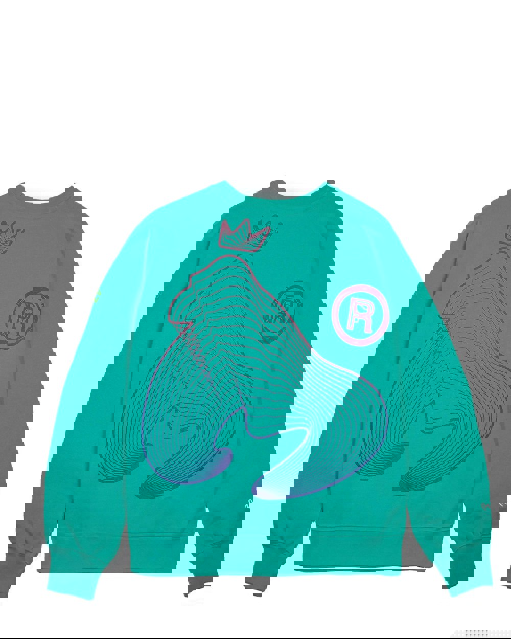 Money Flow Wave Fade Crew Sweat Teal