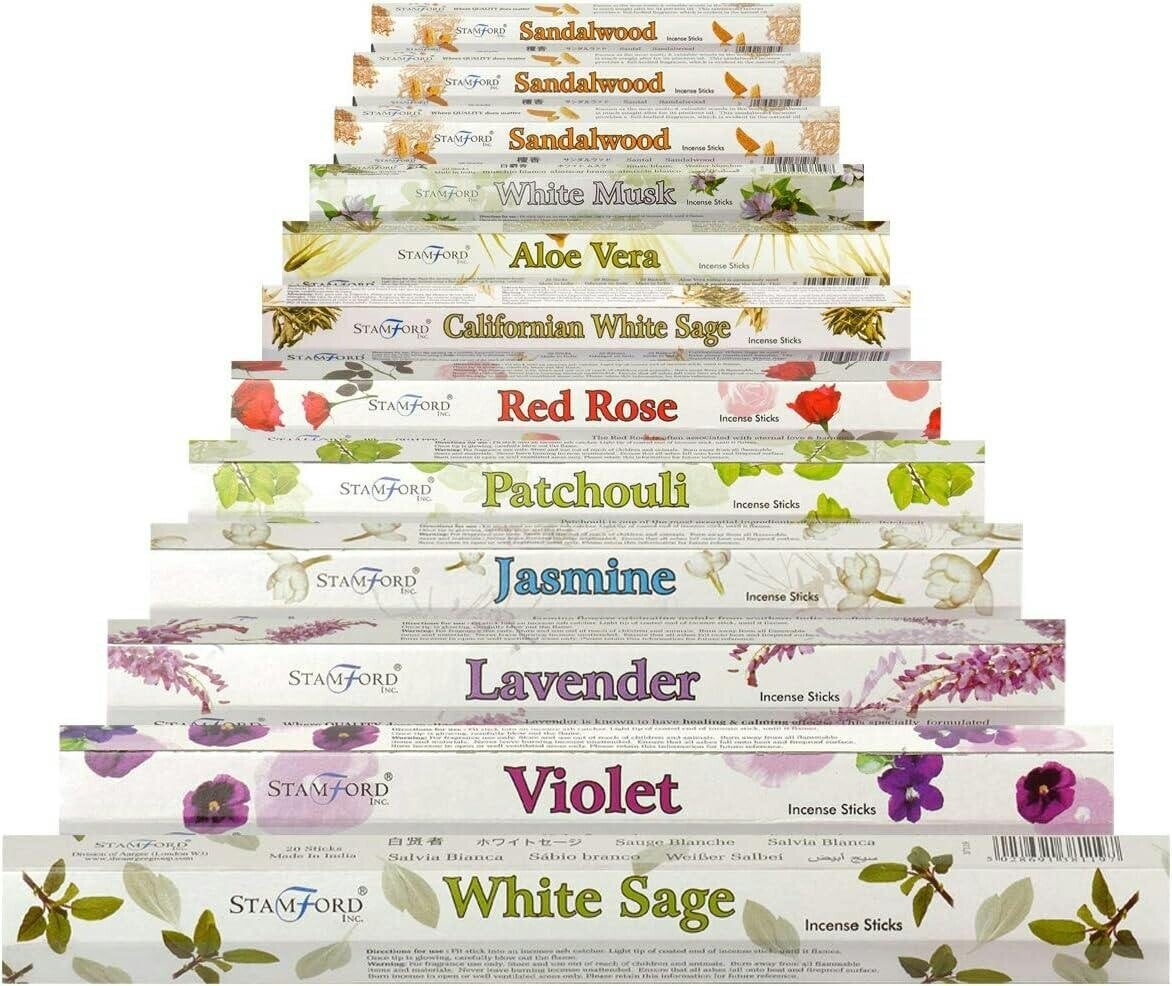 Stamford 37328 Sandalwood Variety Incense Sticks Gift Set, 12 packs x 20 sticks