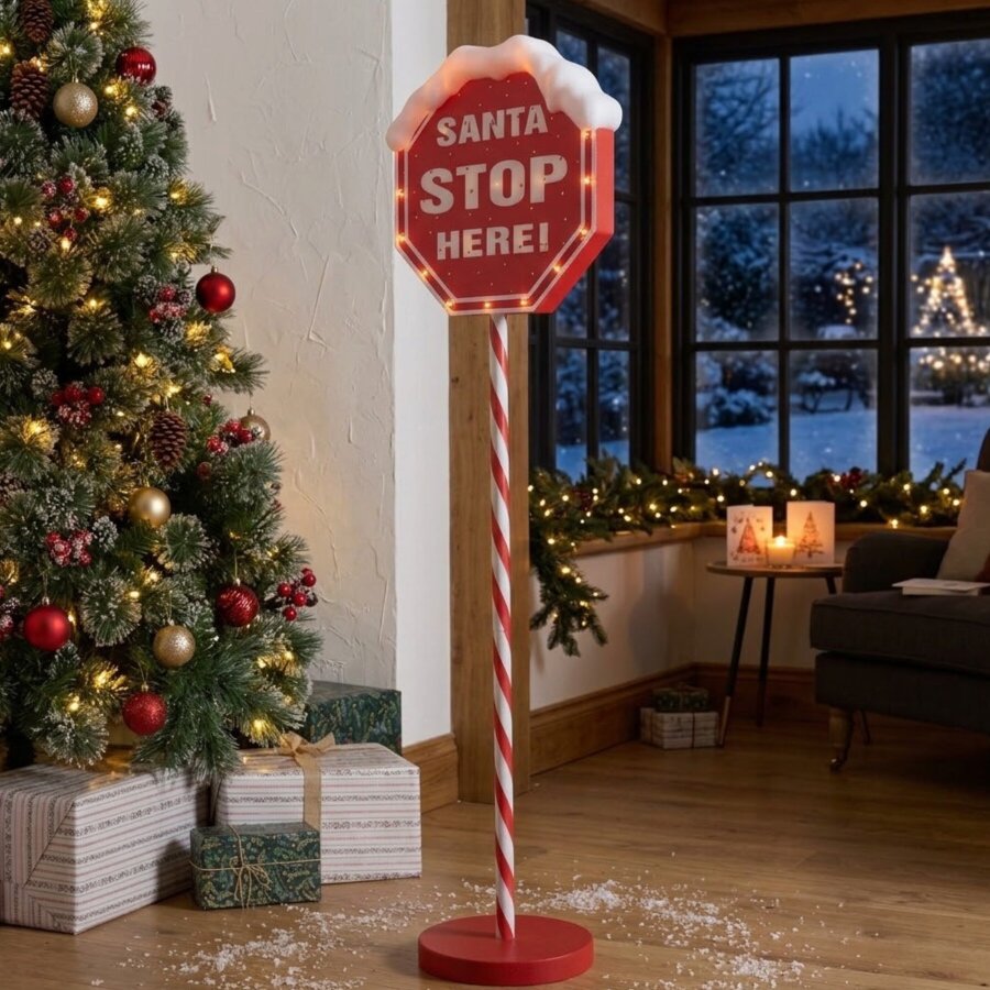 Garden Greatness Classic Battery Operated LED Santa Stop Sign