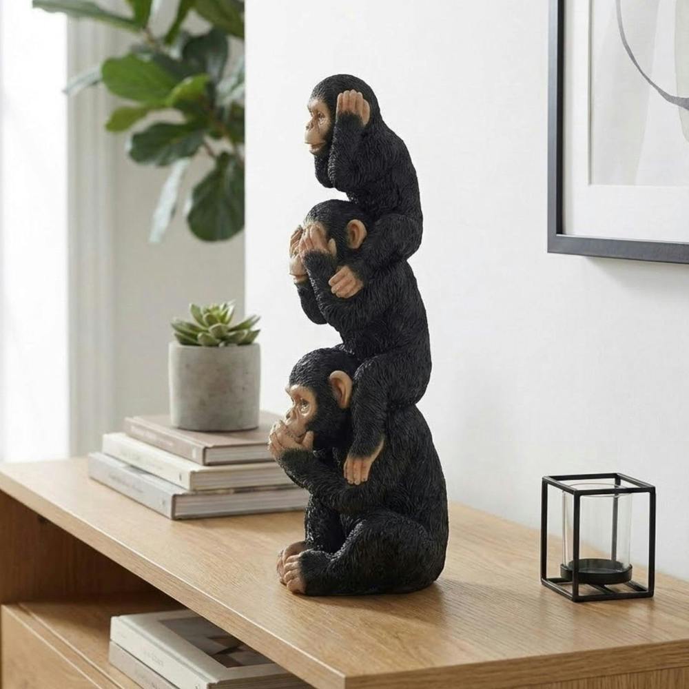 Garden Greatness Stacked Wise Cheeky Monkeys Ornament