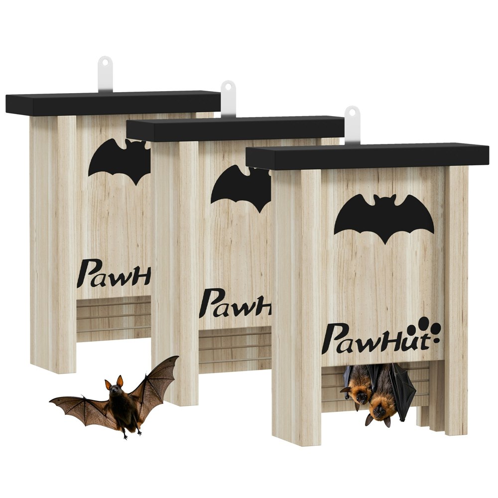 Bat In. Po Box PawHut 3PCs Bat Boxes Designed to Attract Bats, 18 x 6 | Rackhams