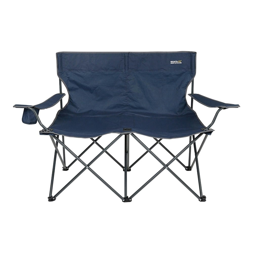Regatta Isla Logo Travel 2 Person Camping Chair - Navy/Seal Grey