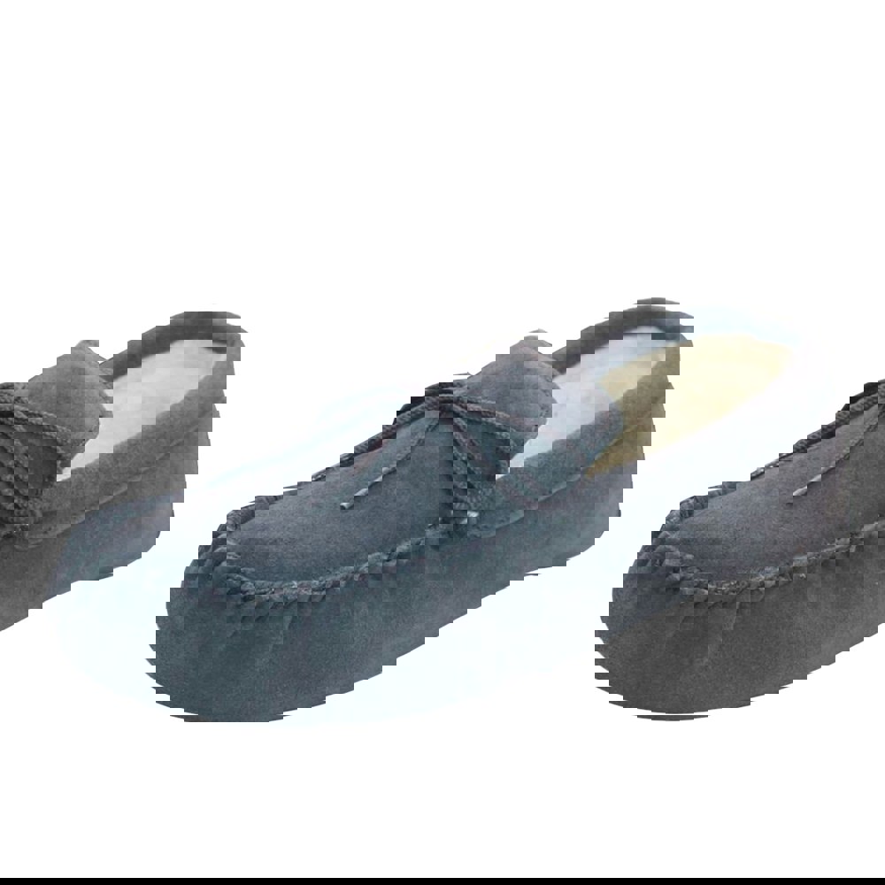 Eastern Counties Leather Unisex Wool-blend Soft Sole Moccasins - Navy