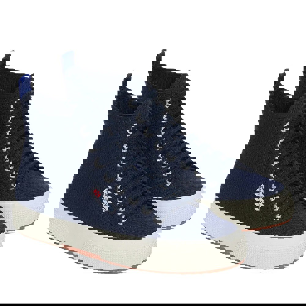 Superga Unisex Adult 2750 Cotton Mid Cut High Tops - Navy/Spectrum Blue/Avorio