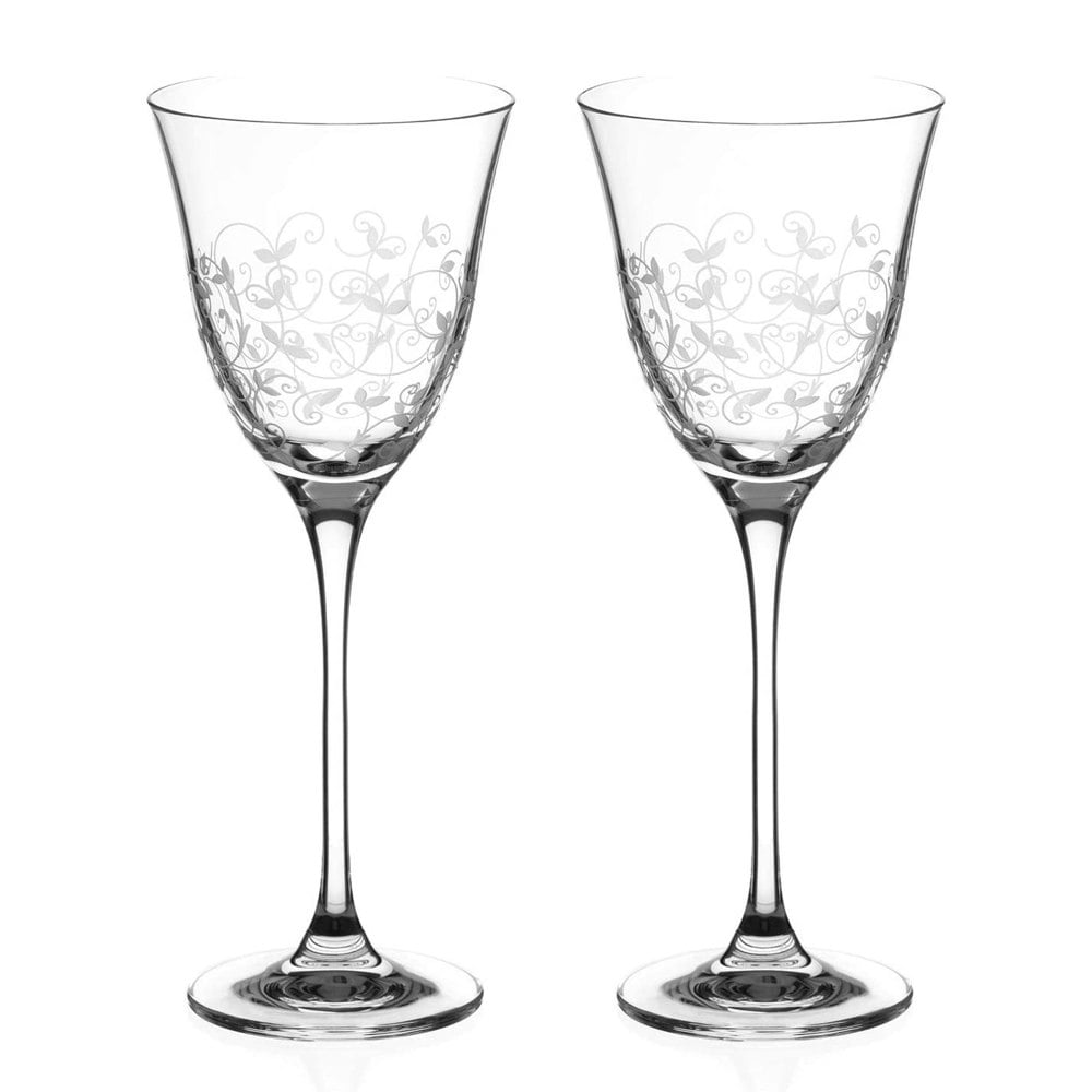 Diamante Floral Collection Red Wine Glasses - Set of 2