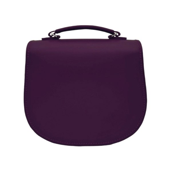 Zatchels Handmade Leather Twist Lock Saddle Bag - Purple