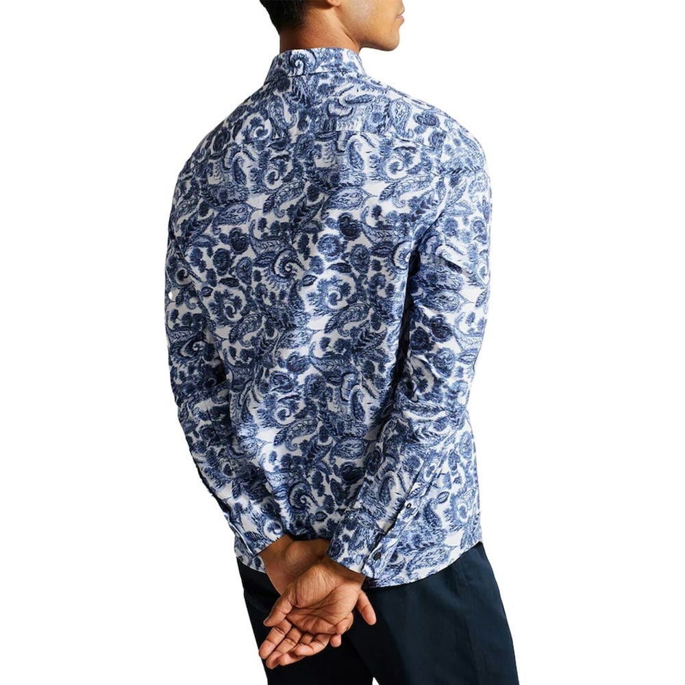 Ted Baker Mens Uldale Paisley Long-Sleeved Shirt - White