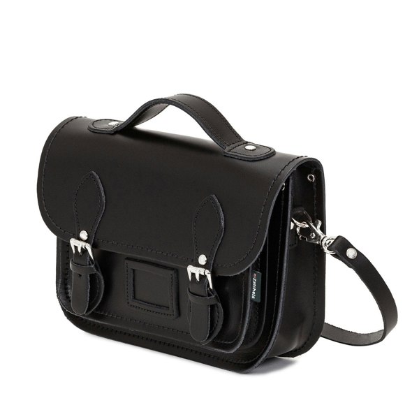 Black Leather Midi Satchel - Midi Satchel - Zatchels