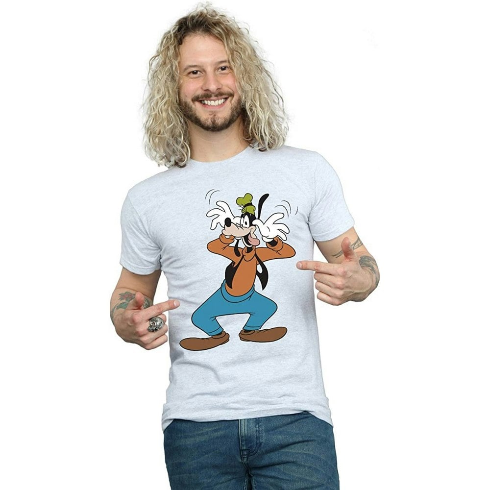Disney Mens Crazy Goofy T-Shirt - Sports Grey